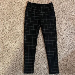 Chic Black Grid Pattern Pants